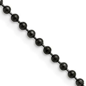 2.4mm Stainless Steel Antiqued Beaded Chain Necklace, 22 Inch